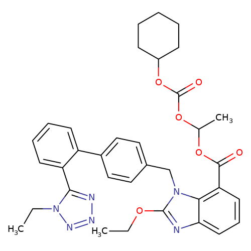 1-[((Cyclohexyloxy)carbonyl)oxy)ethyl 2-ethoxy-1-((2'-(1-ethyl-1H-tetrazol-5-yl)-[1,1'-biphenyl]-4-yl)methyl]-1H-benzo[d]imidazole-6-carboxylate