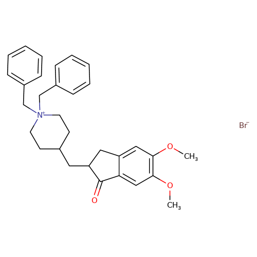 1, 1-Dibenzyl-4-[(5,6-dimethoxy-1-oxo-2,3- dihydro-1H- inden-2-yl) methyl] piperidinium bromide