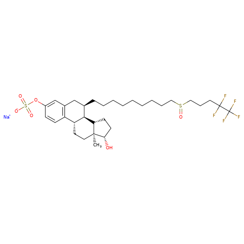 Sodium (7R,8R,9S,13S,14S,17S)-17-hydroxy-13-methyl-7-(9-((R)-4,4,5,5,5-pentafluoropentylsulfinyl)nonyl)-7,8,9,11,12,13,14,15,16,17-decahydro-6H-cyclopenta[a]phenanthren-3-yl sulfate