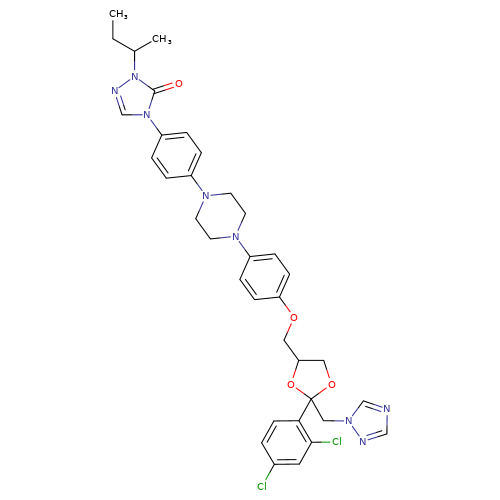 4-[4-[4-[4-[[cis-2-(2,4-Dichlorophenyl)-2-(1H-1,2,4-triazol-1-ylmethyl)-1,3-dioxolan-4-yl]methoxy] phenyl]piperazin-1-yl]phenyl]-2-[(1RS)-1-methylpropyl]-2,4-dihydro-3H-1,2,4-triazol-3-one