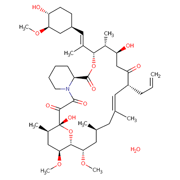 (3S,​4R,​5S,​8R,​9E,​12S,​14S,​15R,​16S,​18R,​19R,​26aS)​-15,​19-​Epoxy-​3H-​pyrido[2,​1-​c]​[1,​4]​oxaazacyclotricosine​-​1,​7,​20,​21(4H,​23H)​-​tetrone, 5,​6,​8,​11,​12,​13,​14,​15,​16,​17,​18,​19,​24,​25,​26,​26a-​hexadecahydro-​5,​19-​dihydroxy-​3-​[(1E)​-​2-​[(1R,​3R,​4R)​-​4-​hydroxy-​3-​methoxycyclohexyl]​-​1-​methylethenyl]​-​14,​16-​dimethoxy-​4,​10,​12,​18-​tetramethyl-​8-​(2-​propen-​1-​yl)​-​hydrate